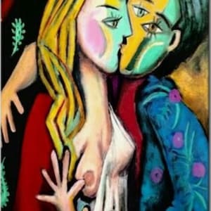 abstract painting lovers oil on canvas / abstract lovers oil painting on canvas
