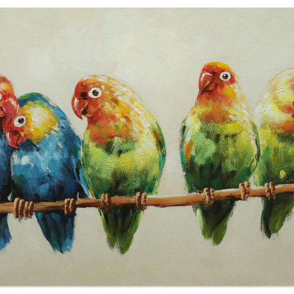 abstrait animal  oiseaux tableau peinture acrylique sur toile / animal birds acrylic painting on canvas