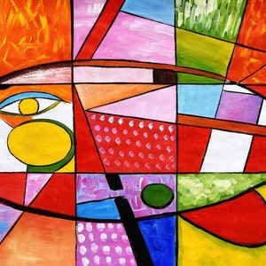 abstract fish painting painting oil on canvas signed / abstract fish oil painting on canvas