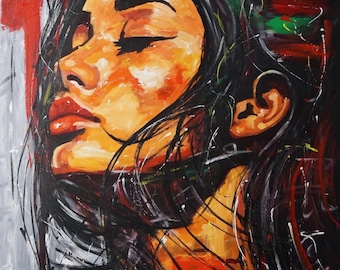 顔の女性の絵のアート キャンバスに油絵 / 人物の女性のキャンバスに