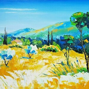 California Hills Contemporary Hand Painted Art Oil on Canvas 24 x 36