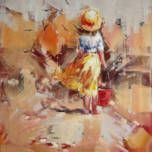 portrait children painting painting signed oil on canvas / children oil painting on canvas