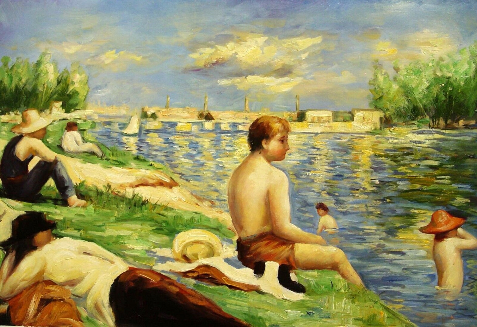 Bathers Painting Oil Painting on Canvas Signed / Bathers Oil Etsy