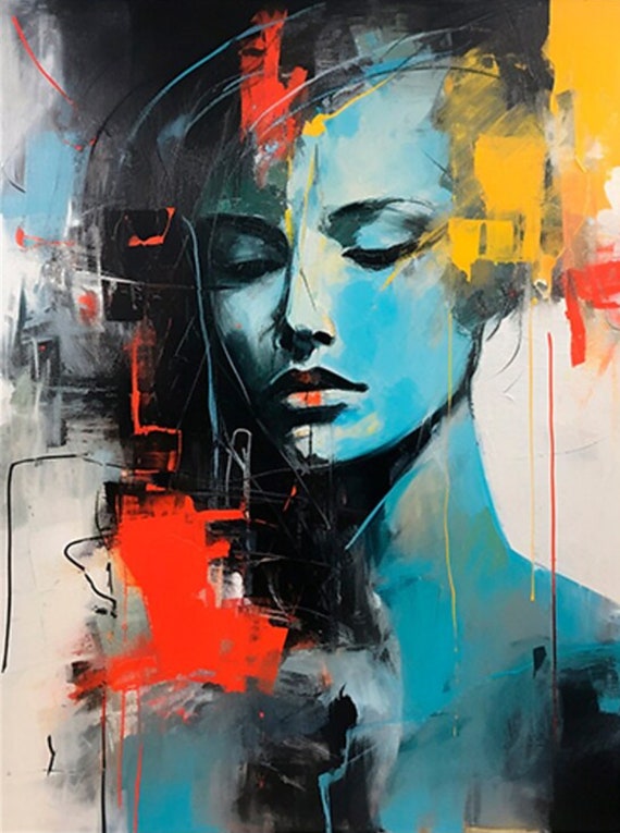 Face Woman Portrait Oil Painting on Canvas / Figure Woman