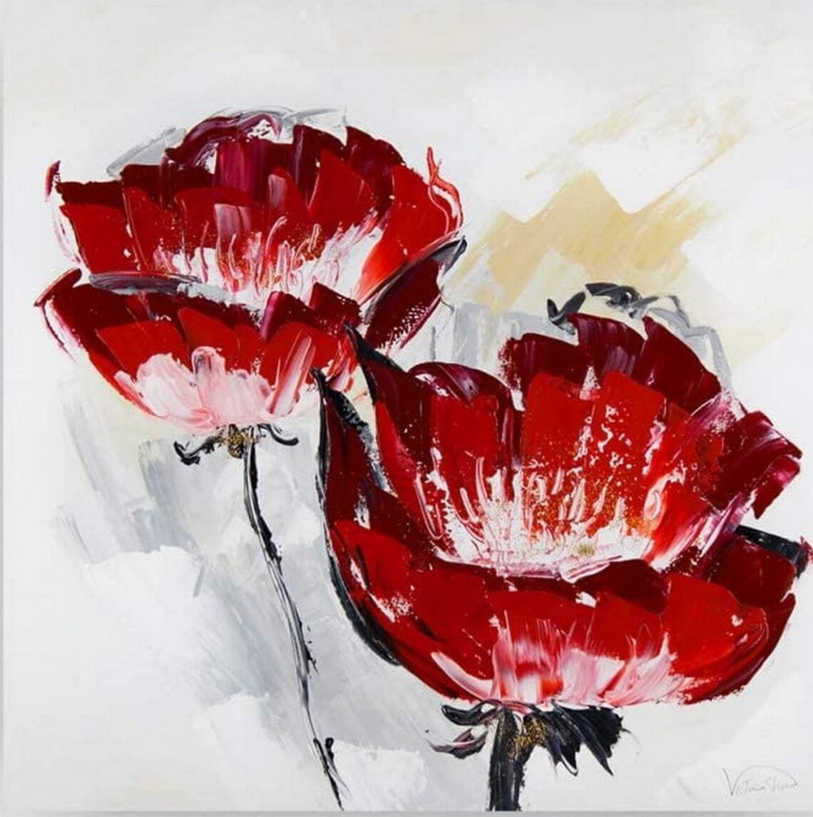 Abstrakt Malerei Acryl Blumen auf leinwand / abstract flowers - Etsy.de