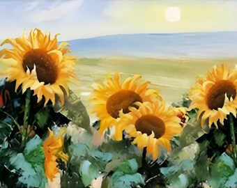 Handmade oil painting canvas wall art decoration large abstract orange sunflower flower thick painting