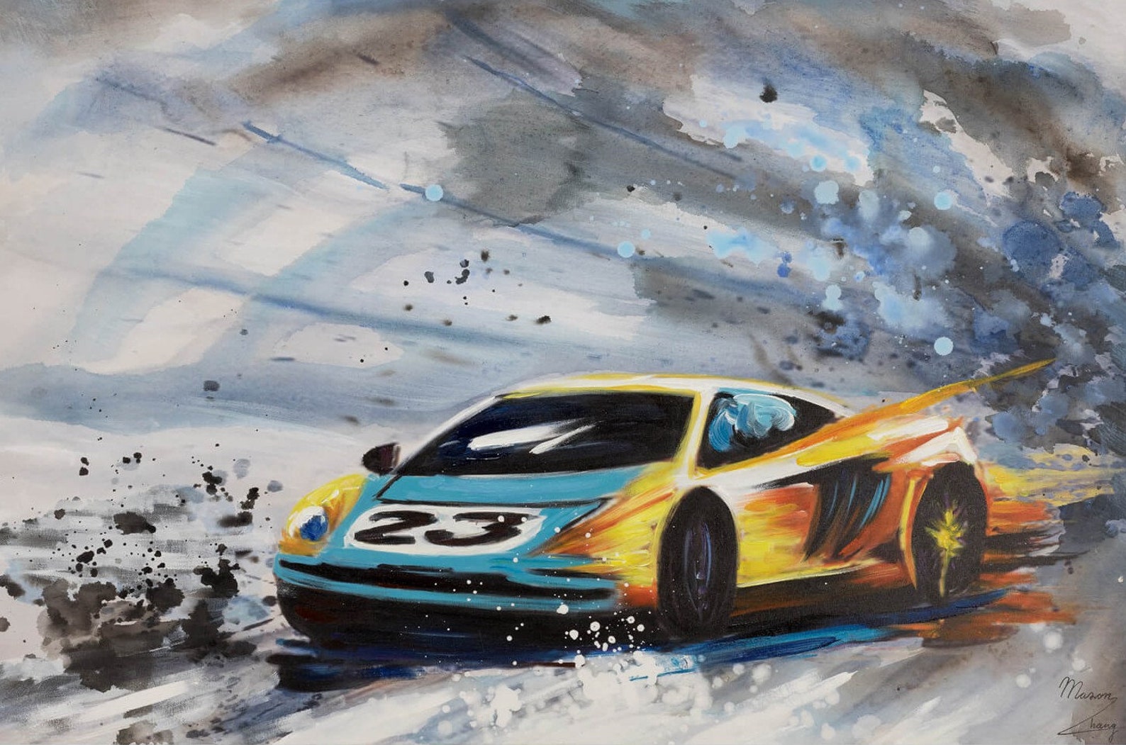 Race Car Acrylic Painting on Canvas / Abstract Team Car Acrylic Painting on Canvas Etsy