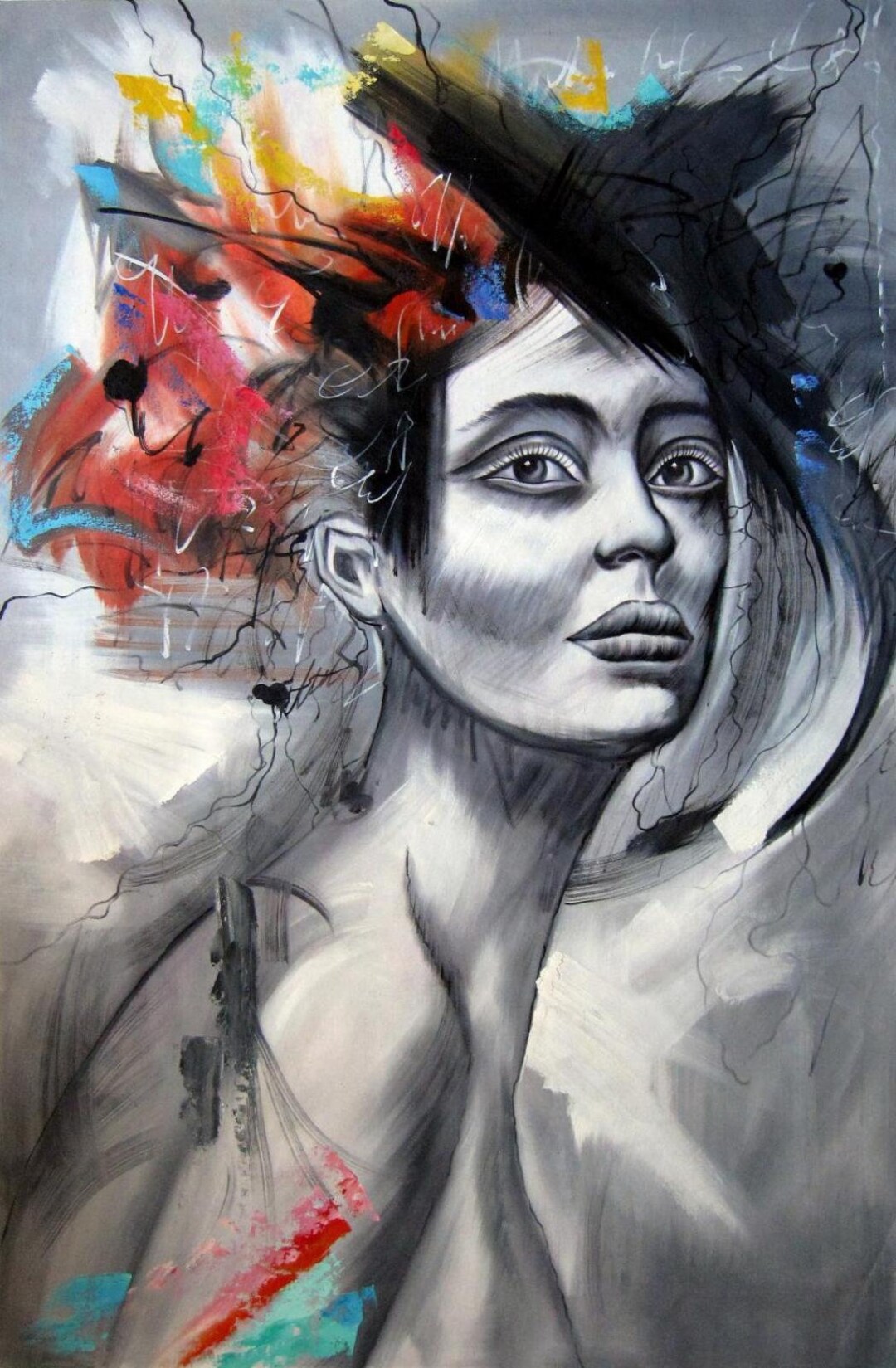 Portrait Woman Painting Oil Painting on Canvas Signed / Woman With Hat ...