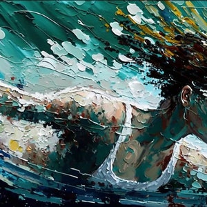 woman underwater painting oil on canvas