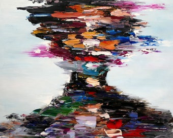 portrait man painting oil painting on canvas signed / figure man oil painting on canvas