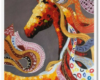 馬のオリジナルアクリル画 - 馬の絵 - アクリル画 - 動物の絵 - 動物の