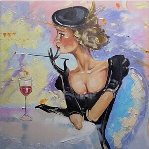 portrait woman painting acrylic painting on canvas signed / woman acrylic painting on canvas