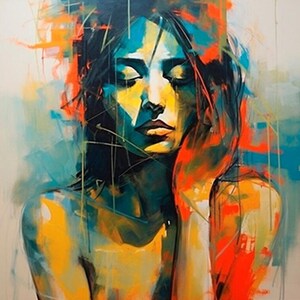 portrait woman painting oil on canvas