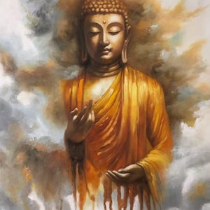 tableau buddha huile sur toile / art buddha oil painting on canvas