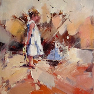 portrait children painting painting signed oil on canvas / children oil painting on canvas