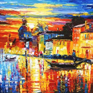 Venice seascape painting painting oil on canvas signed / seascape oil painting on canvas