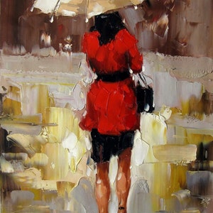 street scene painting painting oil on canvas signed / cityscape street life oil painting on canvas