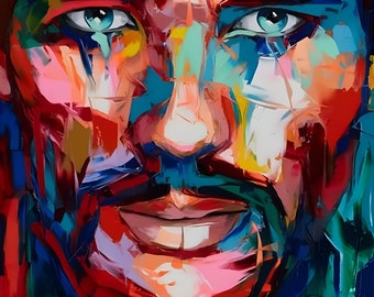 portrait man painting oil painting on canvas signed / male painting on canvas