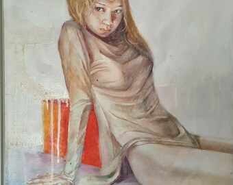 ヴィンテージの木製フレーム付きキャンバスの油絵 - Etsy 日本