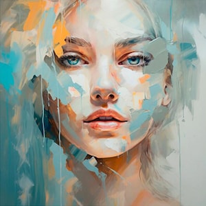 portrait woman painting oil on canvas