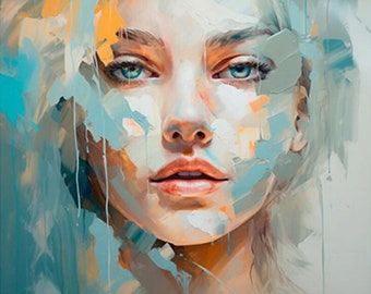 portrait woman painting oil on canvas