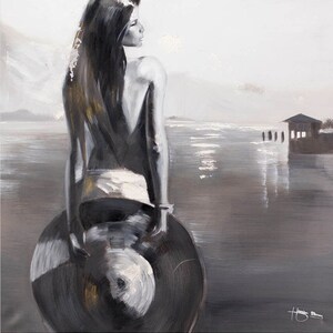 portrait woman painting oil on canvas / woman figure oil painting on canvas