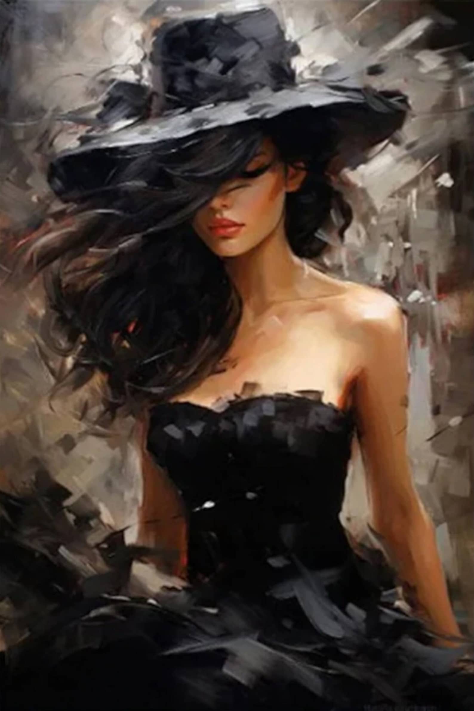 Portrait Woman With Hat Oil Painting on Canvas / Woman With Hat Oil ...