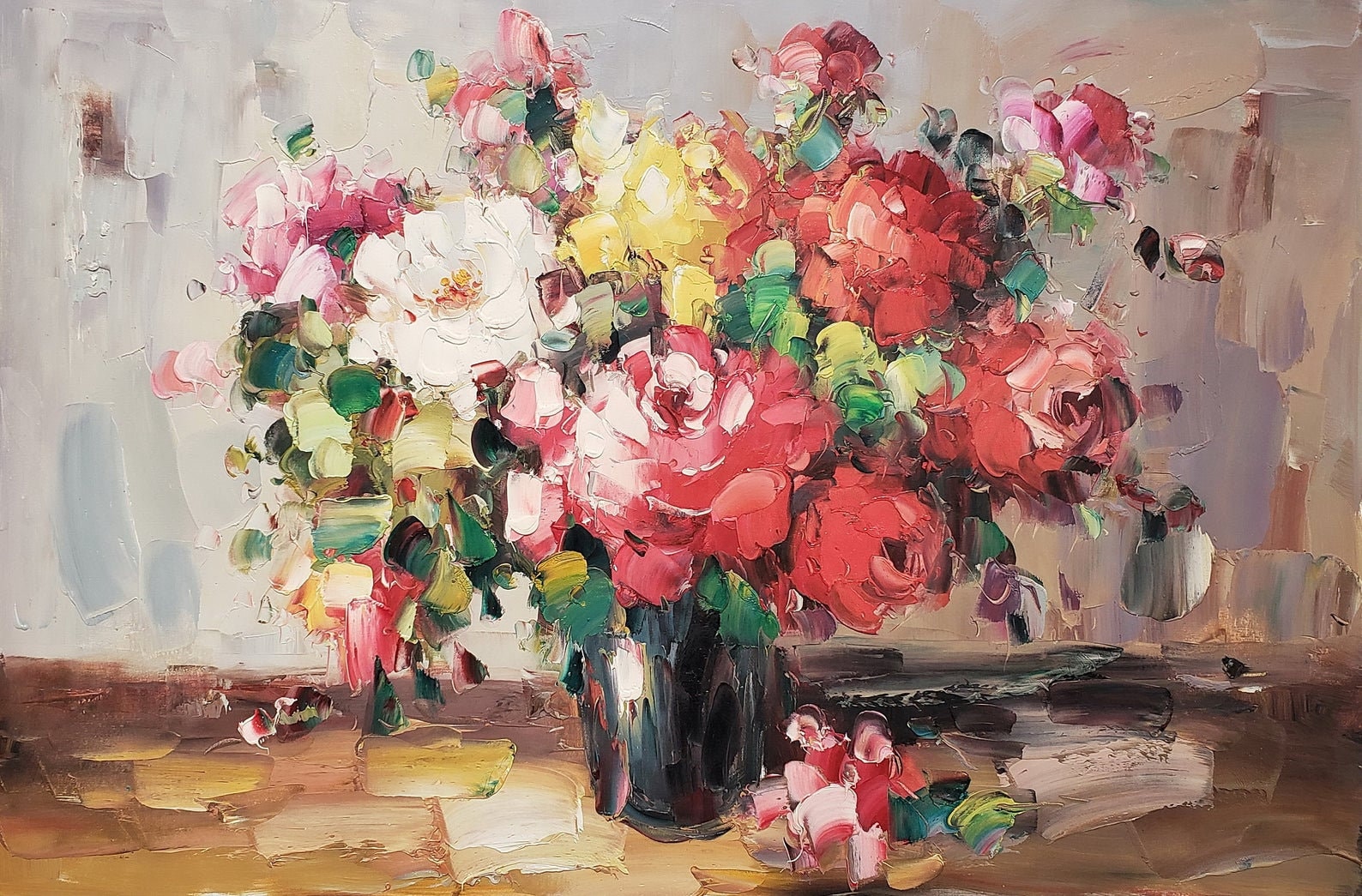 Abstract Flowers Oil Painting on Canvas Etsy