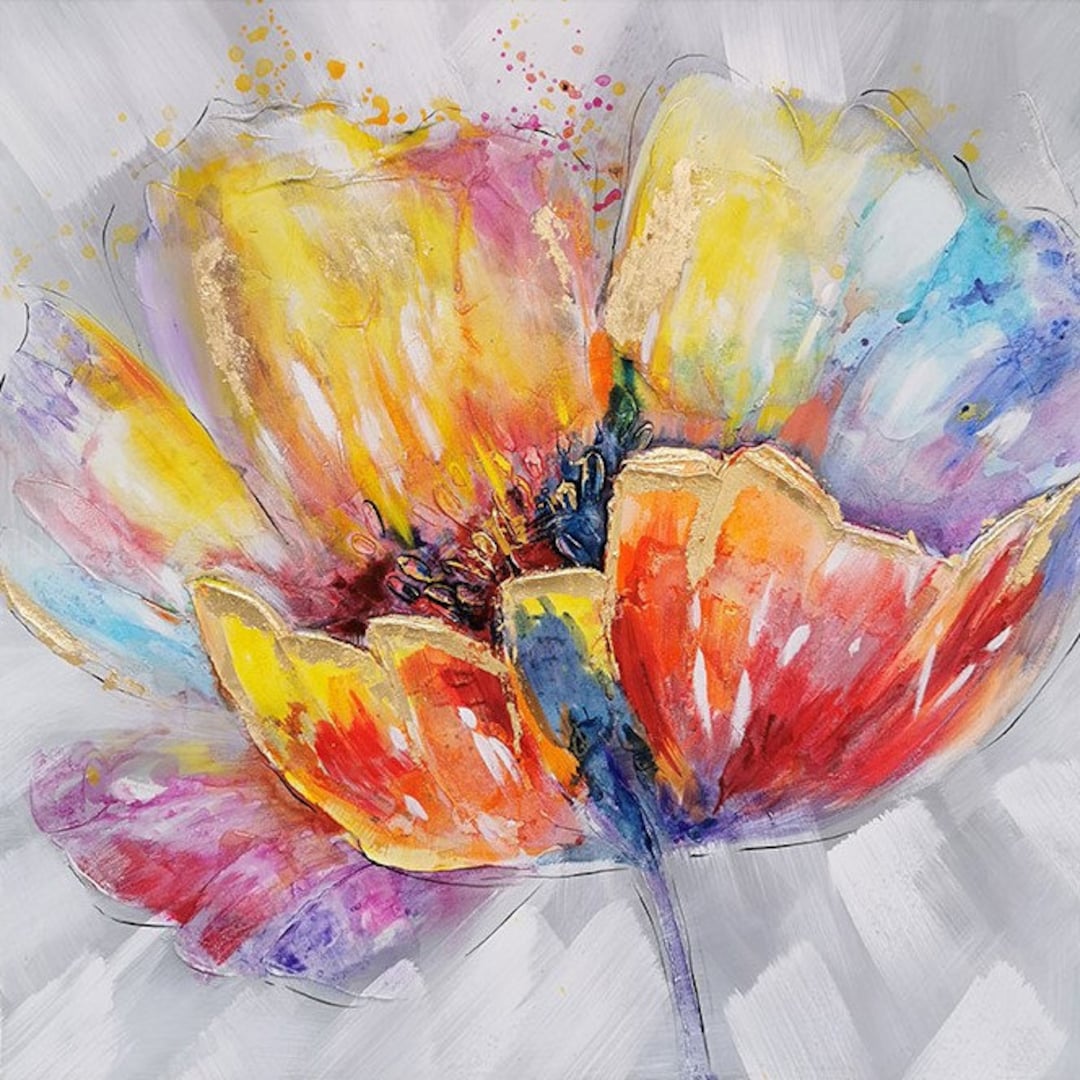 Abstract Painting Acrylic Flowers on Canvas / Abstract Flowers Etsy UK