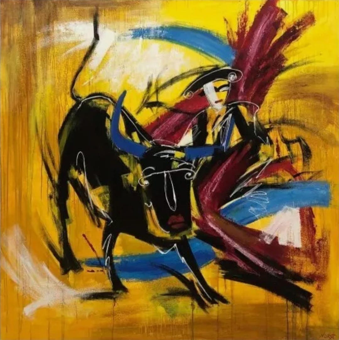 Abstract Wall Art Bullfight Painting Bullfight Wall Art | SPANISH ...