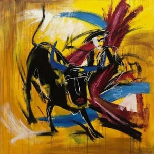 Abstract Wall Art Bullfight Painting Bullfight Wall Art | SPANISH MOTIFS