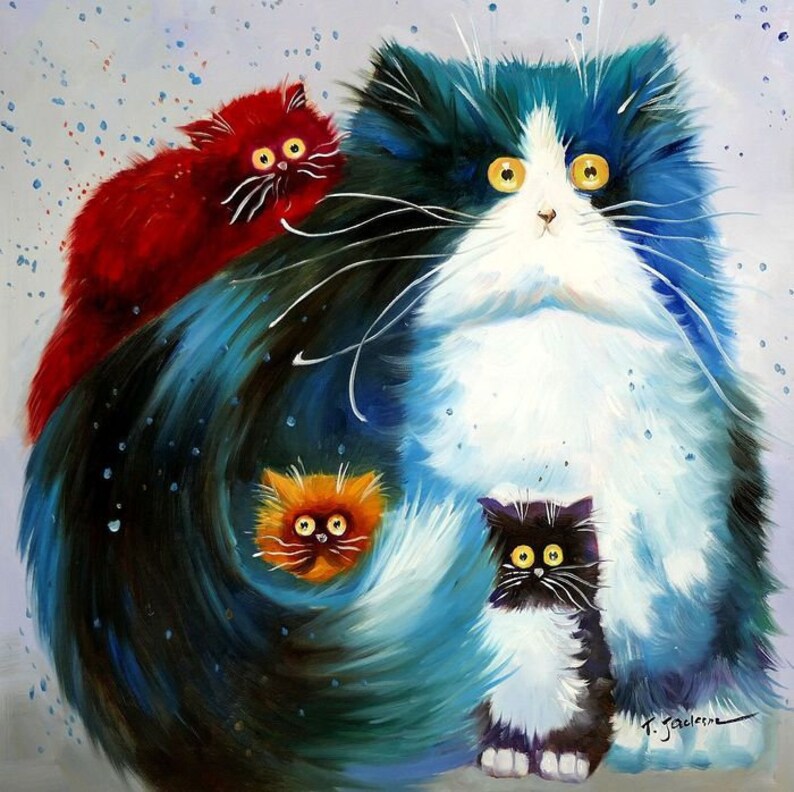 Kittens Painting Oil Painting on Canvas Signed / Kitten Animal Etsy