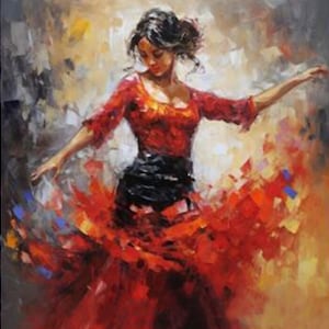 flamenco dancer painting oil painting on canvas / flamenco dancer oil painting on canvas