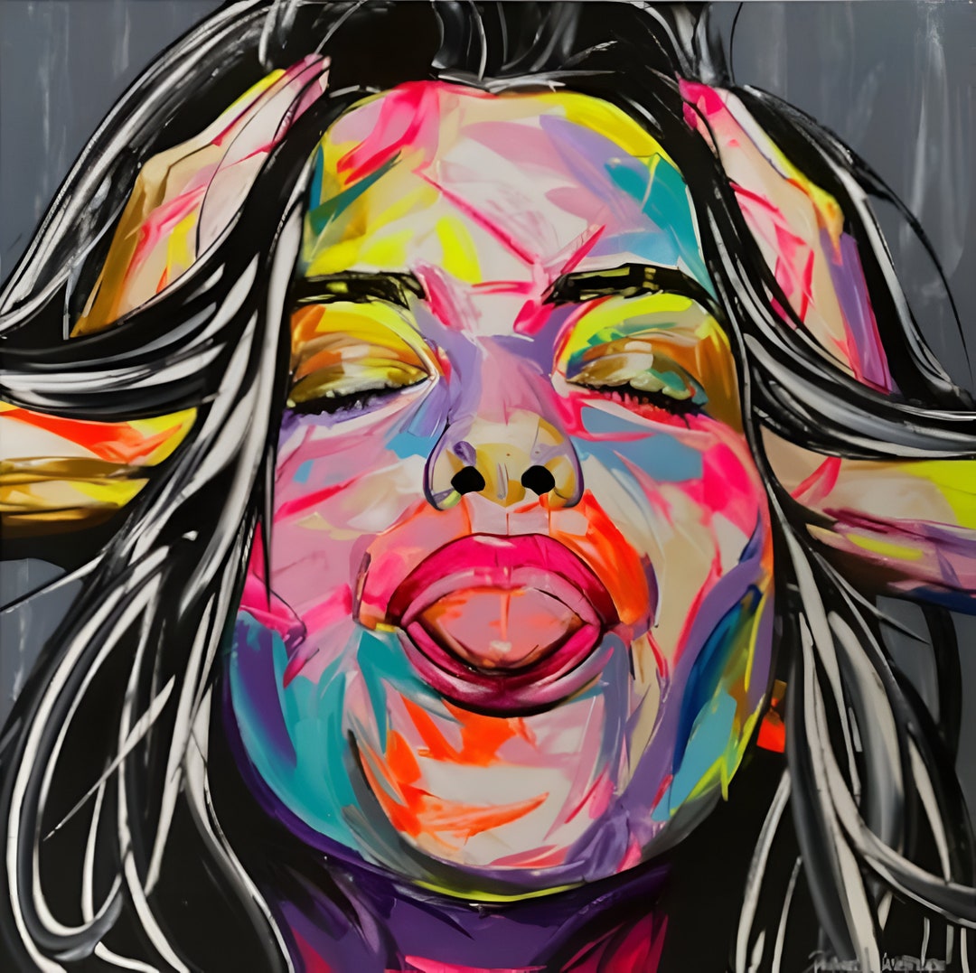 Portrait Woman Painting Oil Painting on Canvas Signed / Female Painting ...