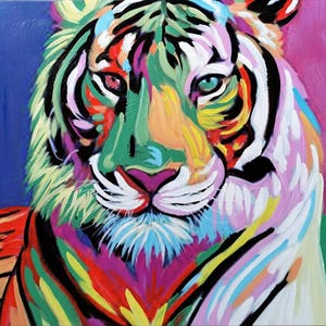 Hand painted pop art animal tiger painting