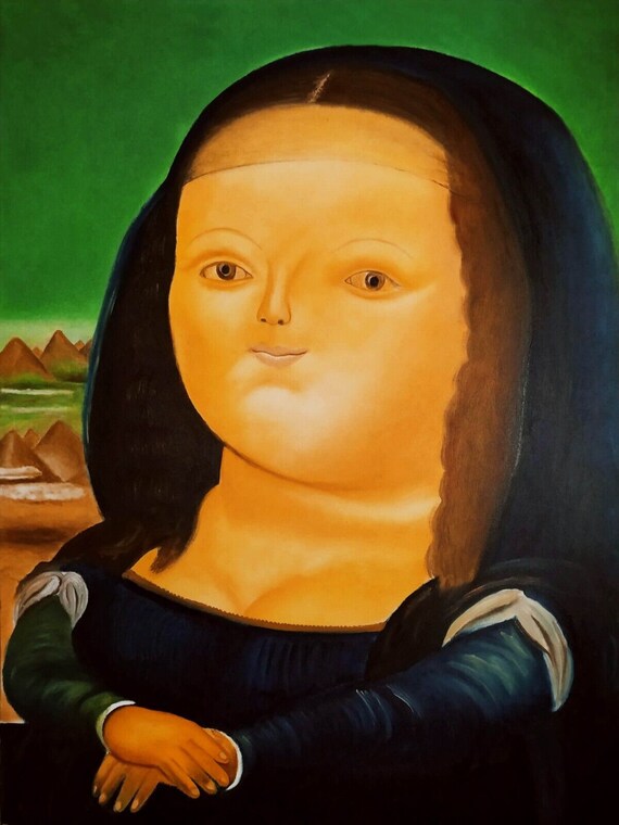 quadro olio su tela DIPINTO A MANO Gioconda Monnalisa di Botero 60x50