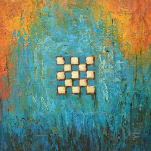 Modern Abstract Psychedelic Checkerboard Original Oil Painting