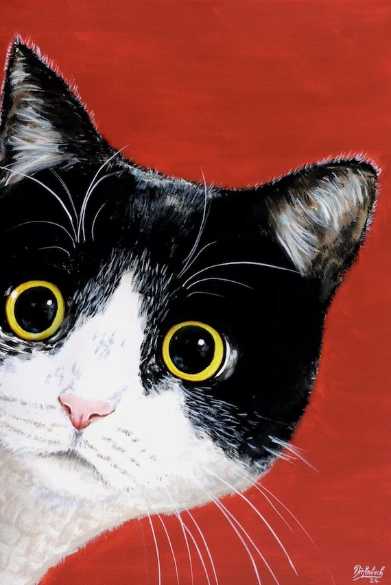 キャンバス｜アクリル画 【ネコの絵】 動物の猫の絵 キャンバスにアクリル絵の具 サイン入り / 動物の猫の