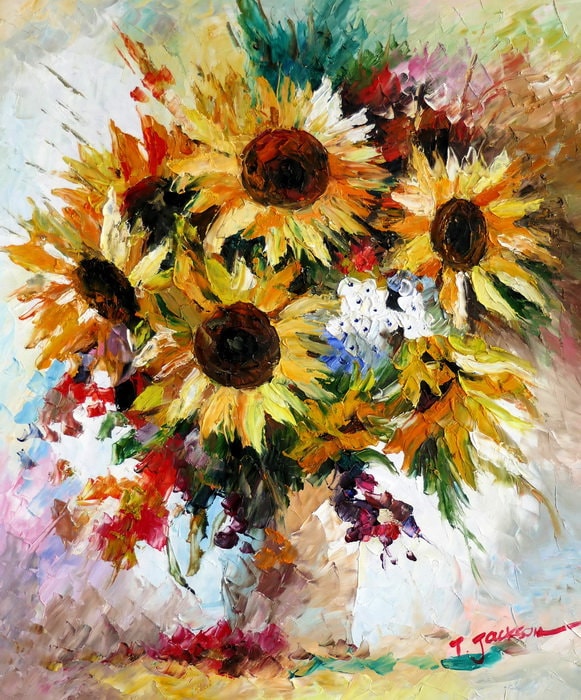 Still Life Sunflowers Oil Painting on Canvas - Etsy