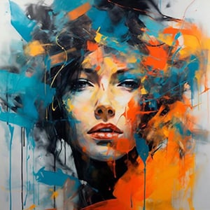 portrait woman painting oil on canvas