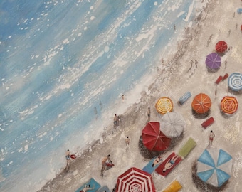 seascape beach painting acrylic painting on canvas signed / seascape beach acrylic painting on canvas