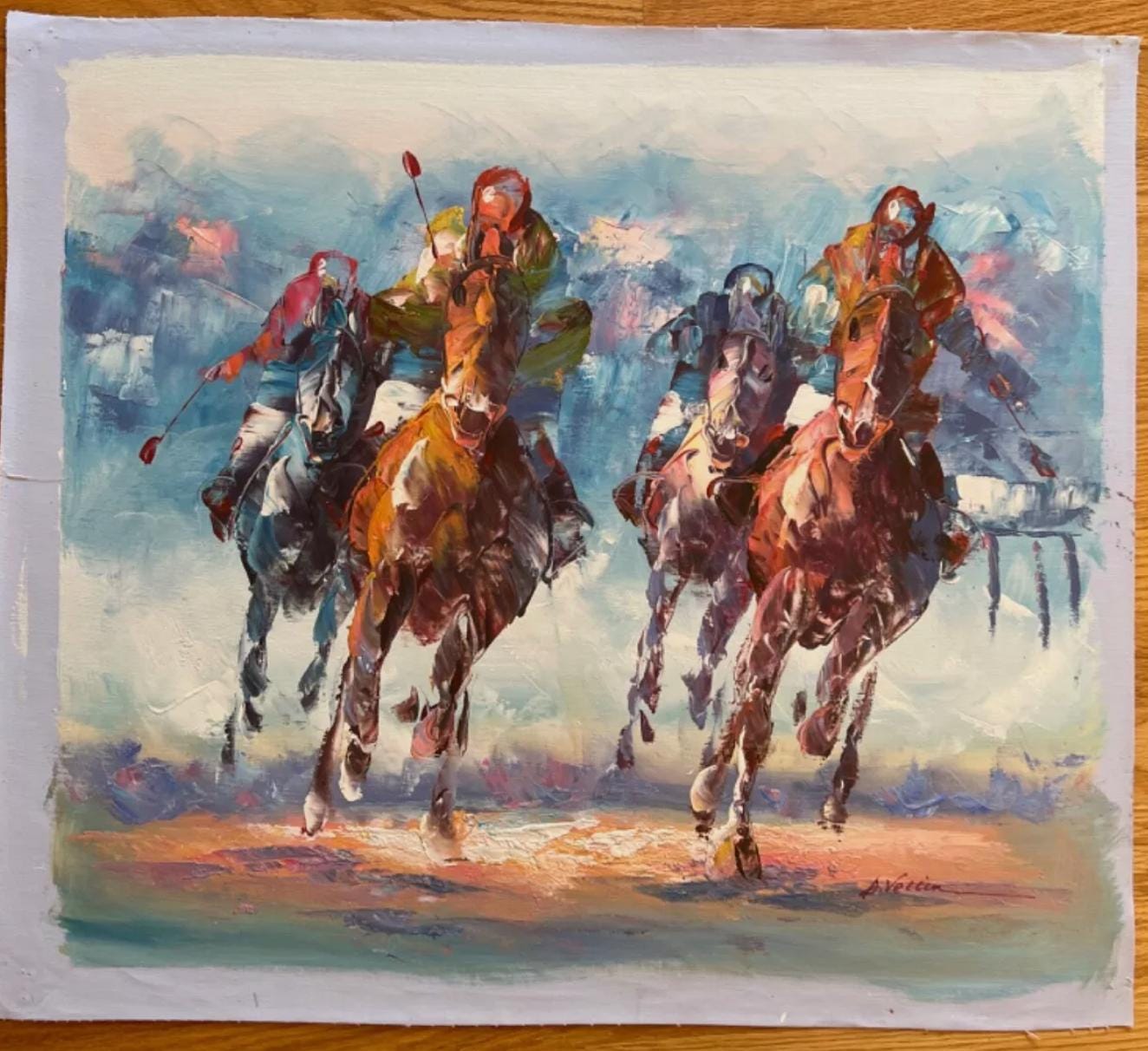 Polo Original Painting Oil on Canvas Signed / Oil on Canvas Polo