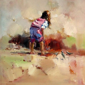 portrait children painting painting signed oil on canvas / children oil painting on canvas