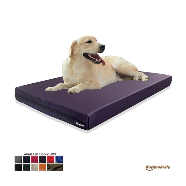 Wasserdichte Hundebett Matratze, Hochwertiges Schaumstoff-Hundebett, 235 g / m² Weiche Polyester-Hundekäfig-Kiste-Matratze, abnehmbarer und waschbarer Bezug Lila