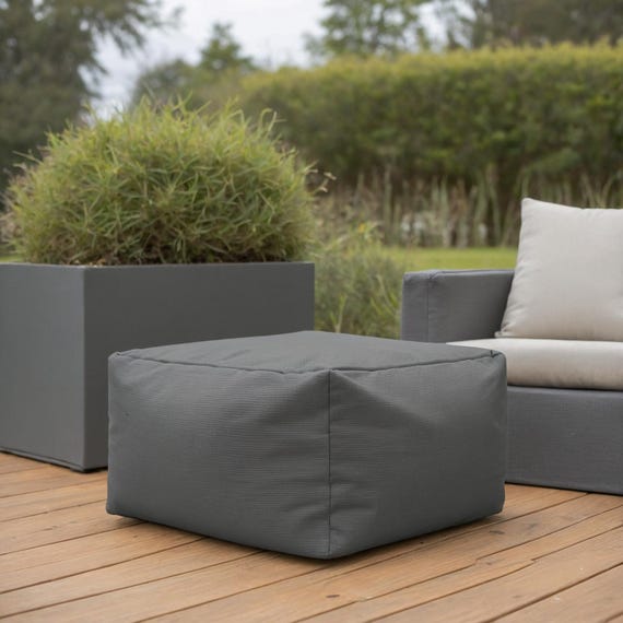 Dark Grey Bean Bag Rectangle Ottoman Large Footstool Pouf, Chair