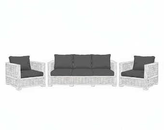 Dark Grey Rattan Cushion Pads for Keter Allibert California Garden Furniture