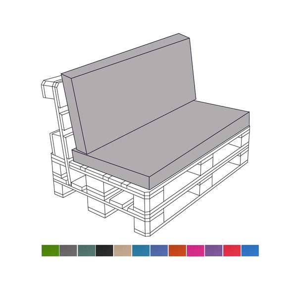 Graue Palettenbankkissen Sitzauflagen, Palettenauflagen im Aussenbereich, Gartenmöbel, Palettenauflagen, Bankauflagen, Möbel im Aussenbereich
