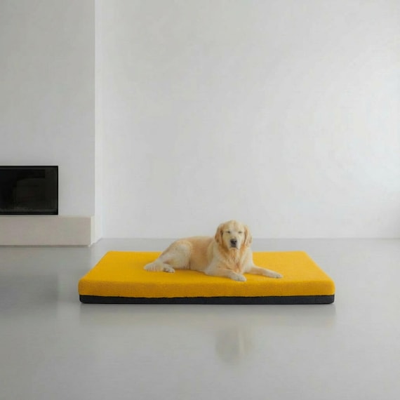 Dog Bed Ochre Fleece Mattress: Large Non-Slip Pet Bed