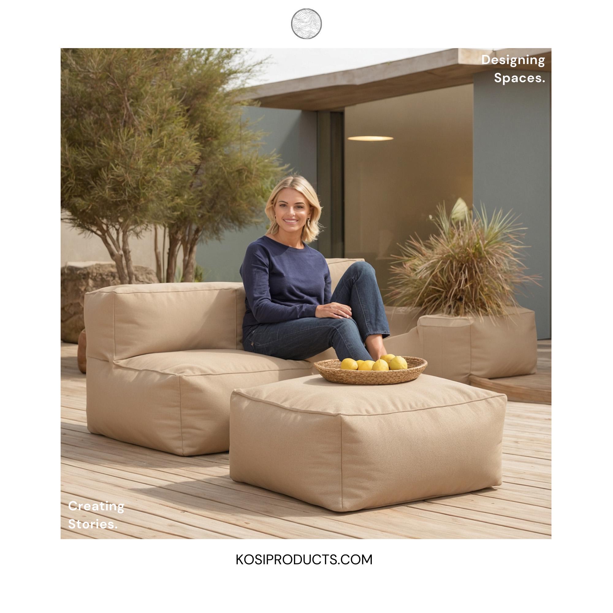 Rectangular Bean Bag Ottoman Cyria Boho Rectangular Bean Bag