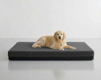 Waterproof Grey Sherpa Fleece Dog Bed Mattress: Non-Slip Crate Mat